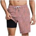 thumbnail image 2 of Jjayotai George Shorts Men, Mens Swim Trunks, Men's Fashion Printed Shorts, Elastic Waist Beach Pants with Compression Lined Pocket Drawstring, 2 of 6