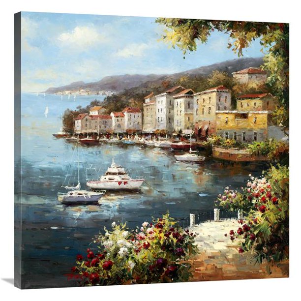 36 X 36 In Mediterranean Yacht Harbor Art Print Peter Bell Walmart Com Walmart Com
