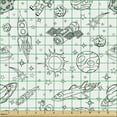 thumbnail image 2 of Ambesonne Cartoon Fabric by the Yard Upholstery, Doodle Solar System Space, 5 Yards, White Black, 2 of 5