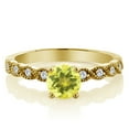 thumbnail image 2 of Gem Stone King 18K Yellow Gold Plated Silver Ring Round Canary Mystic Topaz and Moissanite (1.12 Cttw, Size 8), 2 of 2
