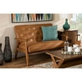 thumbnail image 5 of Sorrento Mid-Century Modern Tan Faux Leather Upholstered and Walnut Brown Finished Wood Loveseat, 5 of 5