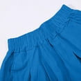 thumbnail image 4 of Hvogkswy Linen Shorts for Women, Solid Color Ruffled Elastic Waist Pants with Pockets Soft Breathable Summer Beach Casual Flowy Wide Leg Shorts, 4 of 8