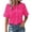 #0295-Hot Pink, variant on Womens Peter Pan Collar Blouses Loose Fit Short Sleeve Ruffle Collar Button Front Casual Tops Cute Pullovers Gift