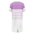 thumbnail image 5 of Tops for Women Plus Size Short Sleeved Stripe V-Neck Printed Double Pocket Pullover T-shirt Purple L, 5 of 6