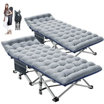 MOPHOTO 2PK Folding Camping Cot for Adults, Outdoor Portable Camp Bed with Carry Bag, Oxford Strong Heavy Duty Sleeping Cots with Mattress
