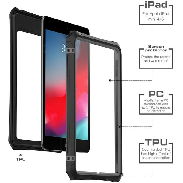 Coque iPad Air 4 2020 et Air 5 2022 Antichoc Béquille intégré, Protection  Hybride - Noir