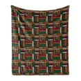 thumbnail image 1 of Folk Soft Flannel Fleece Throw Blanket, Abstract Style Tribal Pattern with Creative Geometrical Shapes Ornate Print, Cozy Plush for Indoor and Outdoor Use, 60" x 80", Multicolor, by Ambesonne, 1 of 5