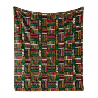 Folk Soft Flannel Fleece Throw Blanket, Abstract Style Tribal Pattern with Creative Geometrical Shapes Ornate Print, Cozy Plush for Indoor and Outdoor Use, 50" x 70", Multicolor, by Ambesonne