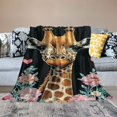 Autua Giraffe Flowers Hearts Warm Lightweight Blanket Soft Fleece
