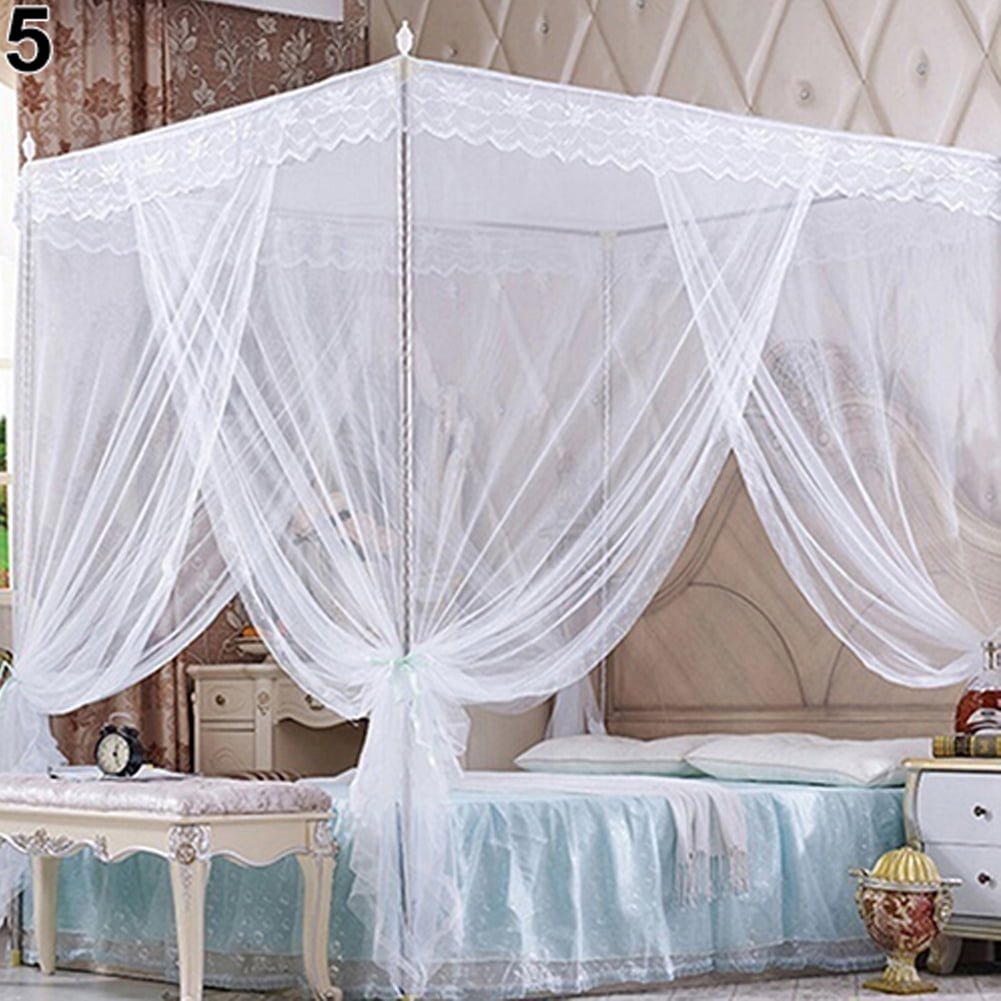 Sunjoy Tech 4-Post Bed Canopy Curtain for Girls & Adults, Drape Netting, Bedroom Decor