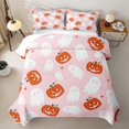 thumbnail image 2 of Homewish Ghost Pumpkin Twin Quilt Set for Girls, Happy Halloween Themed Twin Coverlet Set, Pink Orange White, 2 Pieces 1 Bedspread and 1 Pillowcase, 2 of 7