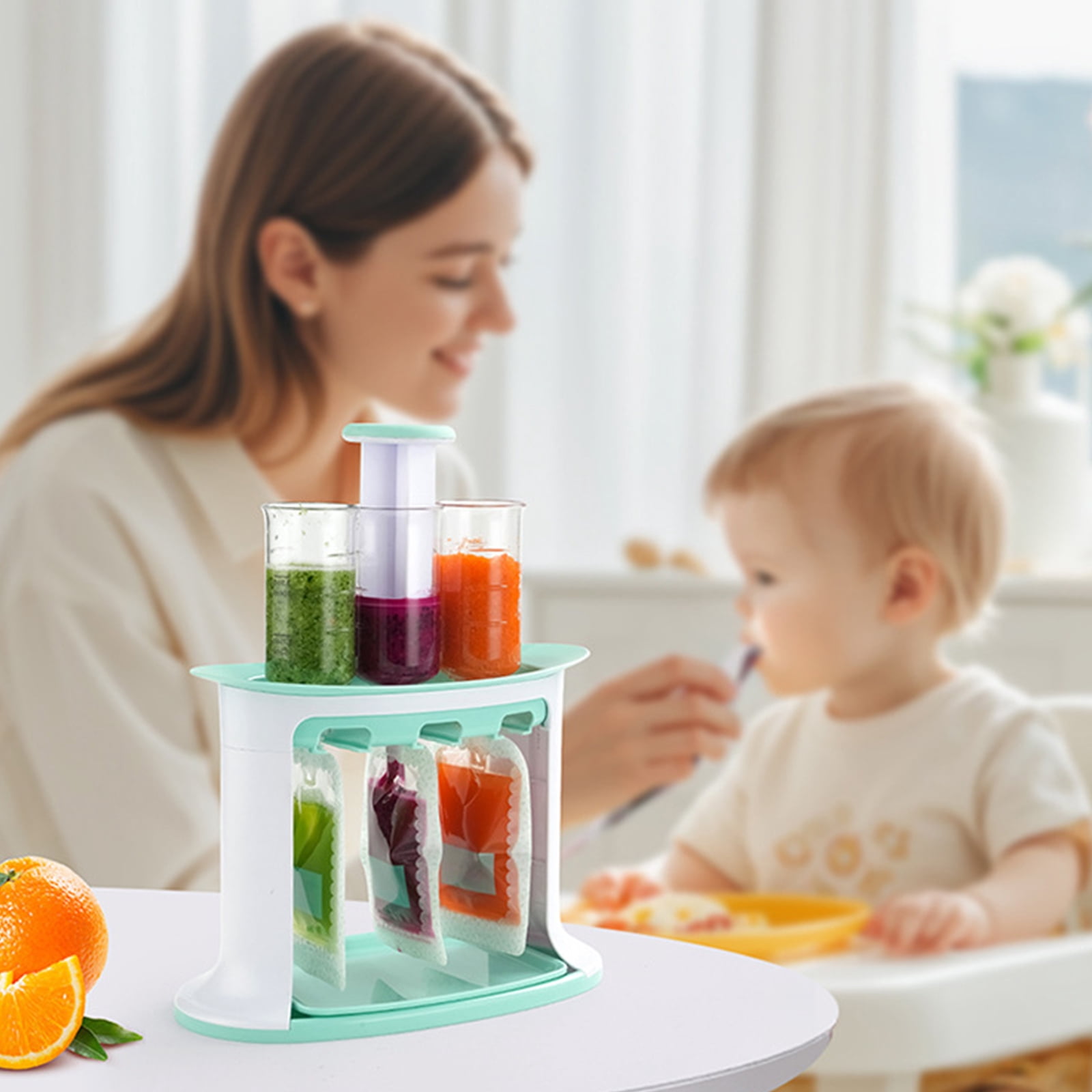 Squeeze Station, Baby Food Maker & Pouch Filler with 5 Portable Bags, Reusable Fruit Puree Pouch Filling Maker, BPA-Free, Dishwasher Safe - Homemade Baby Food Essential