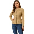 thumbnail image 3 of INSPIRE CHIC Veste en Denim à Basque pour Femme, Col Rond, Sans Col, Boutonnée, 3 of 6