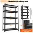 thumbnail image 5 of Tcbosik 5-Tier Heavy Duty Steel Storage Rack, 47.2"W x 23.6"D x 71.2"H, Adjustable Metal Shelving Unit with 2500 LBS Capacity, Open Design for Garage, Warehouse, Kitchen, Black, 5 of 7