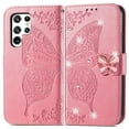 thumbnail image 3 of Samsung Galaxy S22 Ultra Wallet Case, Mantto Bling Butterfly Flower PU Leather Flip Phone Cover Credit Cards Slot Shockproof Protective Kickstand Case for Samsung Galaxy S22 Ultra, Pink, 3 of 13
