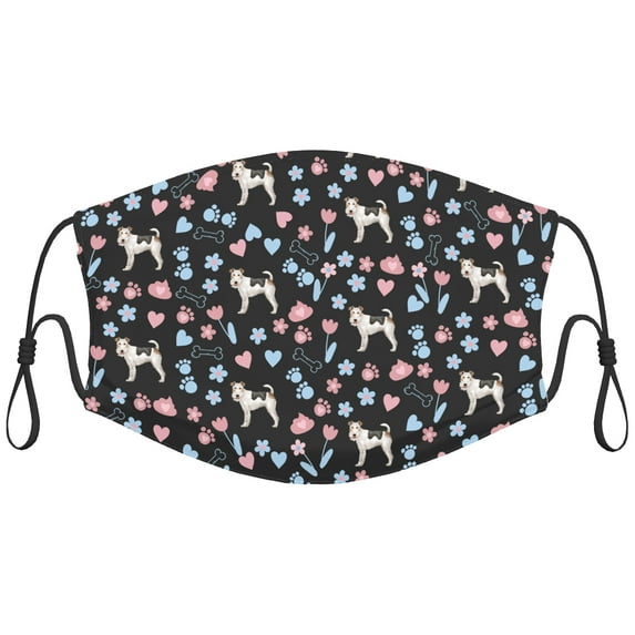 Cute Wire Fox Terrier Dog Graphic Printed Cloth Face Masks Reusable Washable Adjustable for Adults (10 PCS)