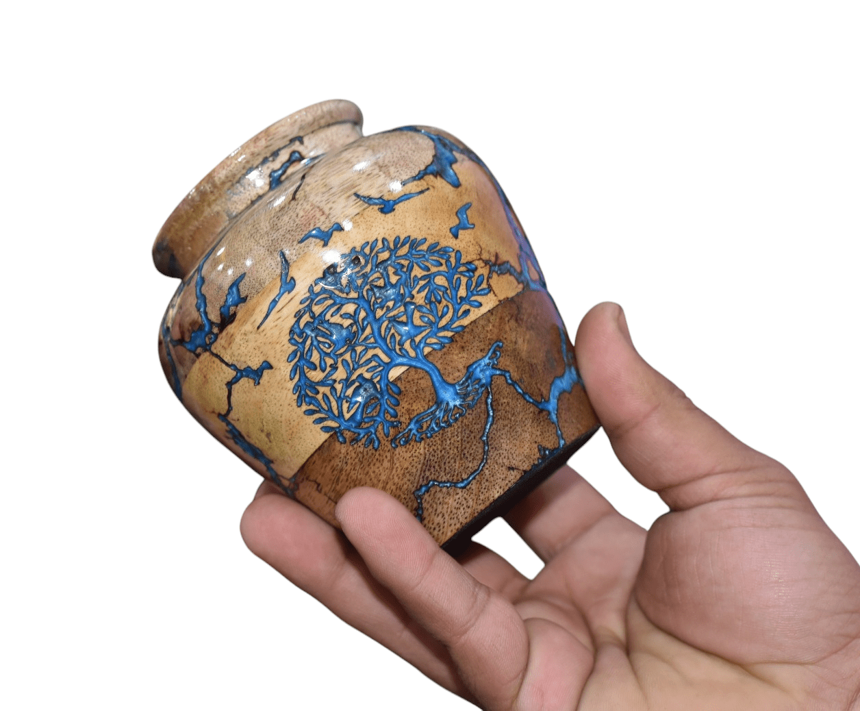 Cremation Urn For Pets Ashes - Wooden and Resin Urn Box For Dog Ashes Urn For Cats Ashes Urn - Handmade