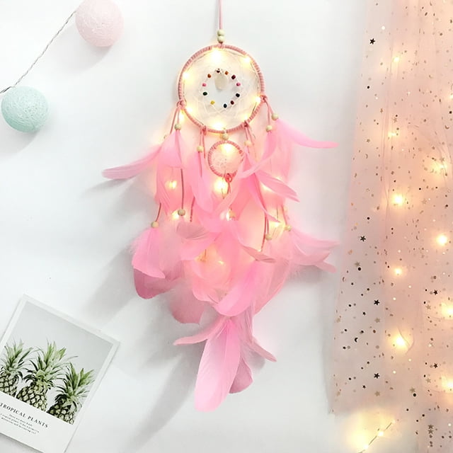 Tapices de pared tradicional con atrapasueños con plumas solares - Decoración tejida a mano para el hogar del dormitorio, salón y habitación infantil