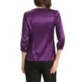 thumbnail image 3 of INSPIRE CHIC Women's Satin Blouse Casual Solid Long Sleeve V Neck Top Shirts S Dark Purple, 3 of 6