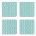 thumbnail image 1 of Abstract Coaster Set of 4, Curly Bold Water Fishing Theme Summer Season Vacation Beach Seashore Swimming, Square Hardboard Gloss Coasters, Standard Size, Turquoise White, by Ambesonne, 1 of 2