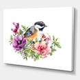 thumbnail image 3 of Designart ' Cute Bird In Purple and Pink Flowers ' Traditional Canvas Wall Art Print, 3 of 4