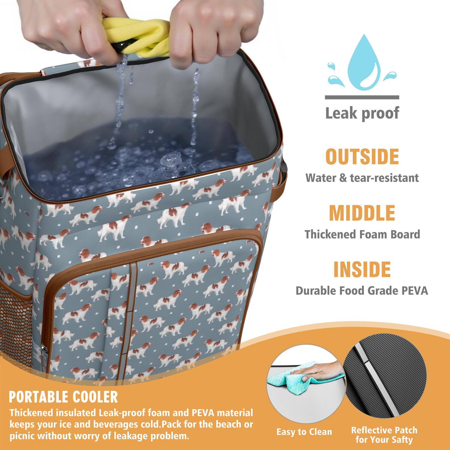 Travel Cooler Bag - King Charles Cavalier Camping Beer Cooler Backpack with Bottle Opener- Waterproof Insulated Picnic Backpacks - Cooler Bag for Beach