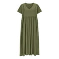 thumbnail image 4 of Wiyuqeen Boho Dresses for Women V Neck Short Sleeve Cotton Linen Dresses Solid Lightweight Maxi Dresses Wedding Guest Dresses, 4 of 7
