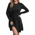 thumbnail image 2 of Womens Long Sleeve Fall Dresses with Flowy Casual Ribbed Knit Crew Neck Knee Length Sweater Dress, 2 of 9