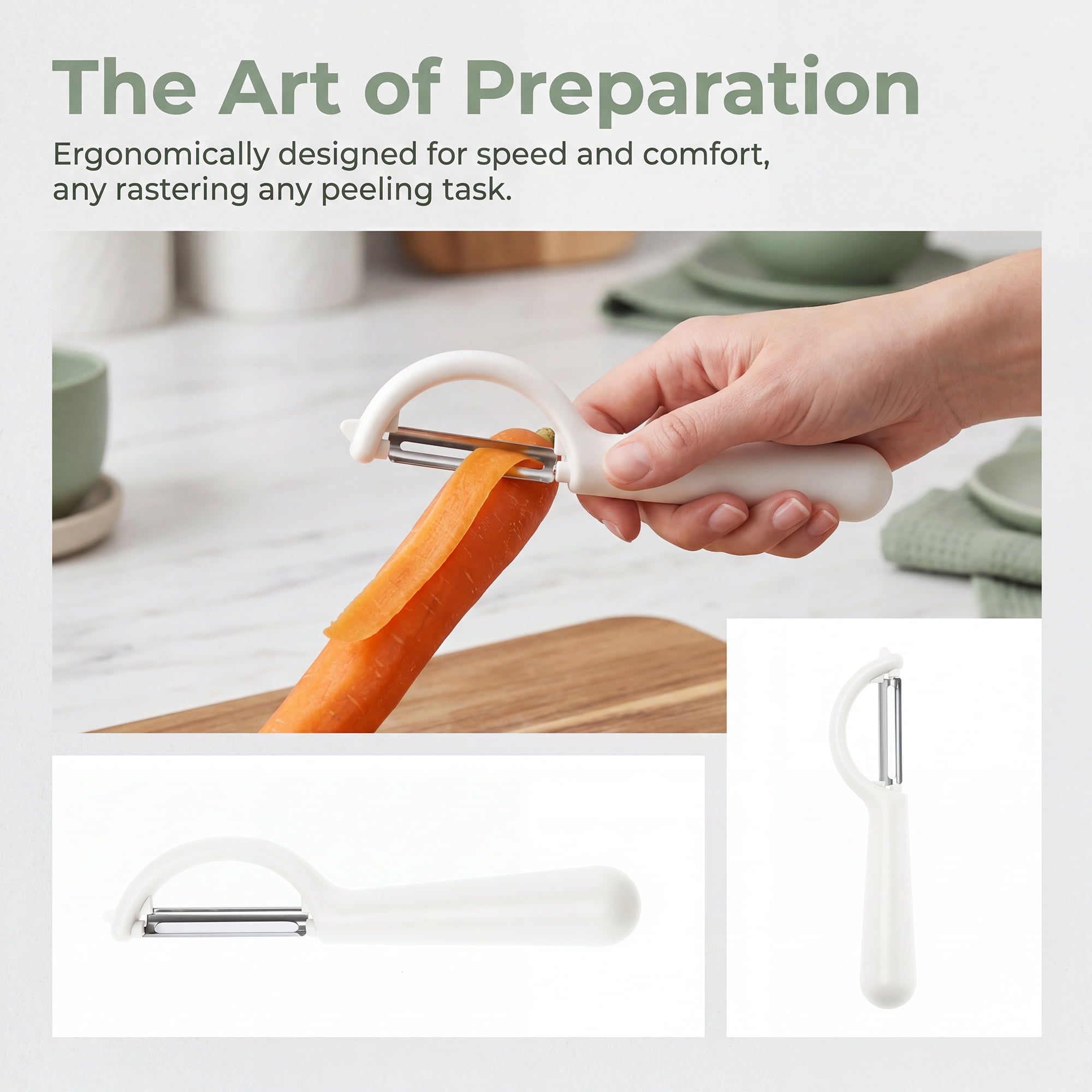 Unique Bargains Plastic Apple and Potato Peeler with Ergonomic Handle White 6.5x1.4 inch