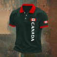thumbnail image 2 of Telankuip Men's Canada Flag Print Polo Shirts Button up Lapel Short Sleeve Slim Fit Polo Tees Fashion Canadian Maple Leaf and Letter Graphic Design Summer Casual Tops 3-Dark Green XXXXXL, 2 of 3