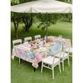 thumbnail image 3 of Easter Outdoor Tablecloth - 52x70 Inch Rectangle Dining Table Cover, Spring Rabbit Eggs Nature Botanicals Pink Plaid Waterproof Outdoor Table Cloth with Umbrella Hole & Zipper for Picnic/Patio/Party, 3 of 7
