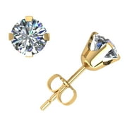 1.50Carat Round Cut Diamond Solitaire Stud Earrings 18k Yellow Gold Prong I SI2
