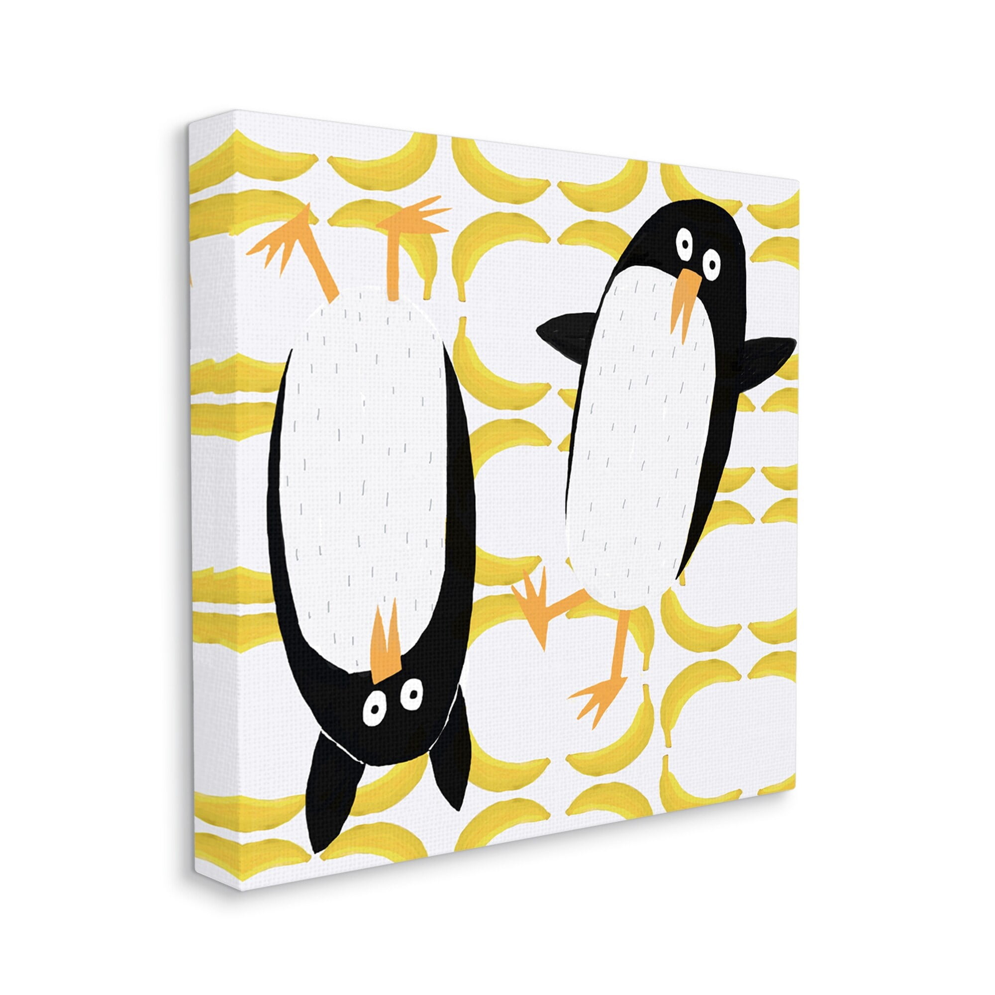 Stupell Industries Kids' Arctic Penguin Pair Yellow Banana Pattern, 30 x 30,Design by Carla Daly