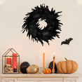 thumbnail image 2 of Natural Feathers Wreath 15.7" in Black for Halloween Decorations, Spooky Scene Party Favors, Halloween Photo Props, Trick of Treat, Front Door, 2 of 7
