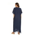 thumbnail image 6 of Beautybatik Navy blue Women Solid Caftan Kaftan Loungewear Maxi Plus Size Long Loose Dress XL, 6 of 6