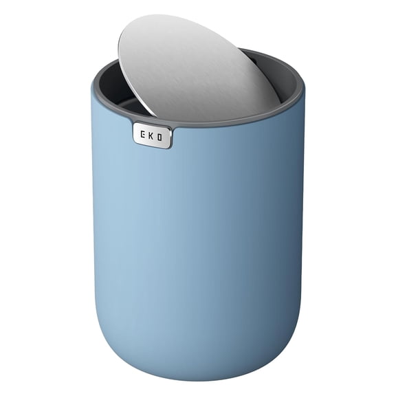 Fandy 0.58 Gal/2.2L Mini Trash Can with Lid, Swing-Top Desktop Trash Can for Bathroom, Countertop, Vanity, Desk or Office, Small Garbage Bin (Blue)