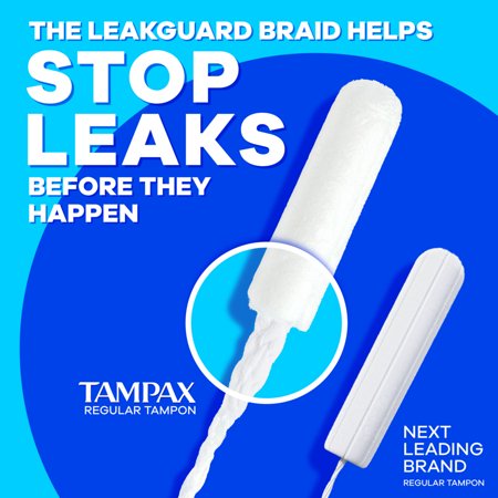 TAMPAX PEARL TAMPONS MULTIPACK, WITH LEAKGUARD BRAID, REGULAR/SUPER ABSORBENCY, UNSCENTED, 48 COUNT