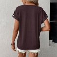 thumbnail image 5 of BYHONG Women's Colored Cotton Short Sleeved T Shirt Women Tops 2024 Coffee M, 5 of 7
