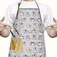 thumbnail image 2 of Gray Cow Expression Pattern Apron-Garden Aprons for Women with Pockets-Cotton Linen Waterproof Kitchen Cooking Gardening Aprons Adjustable for Kitchen,Cooking,BBQ and Salon 33x27 Inch, 2 of 7