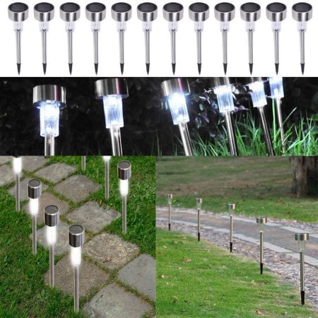 Zimtown 24pcs 5W Garden High Brightness Solar Power LED Lawn Lamps with Lampshades Stailess