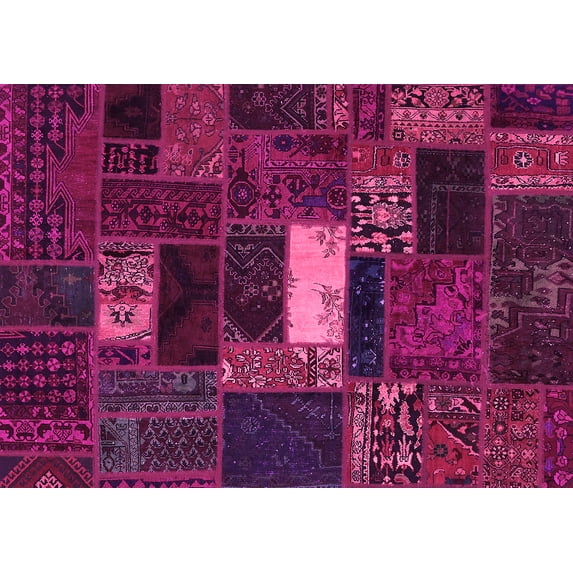 Ahgly Company Indoor Rectangle Oriental Pink Modern Area Rugs, 5' x 8'