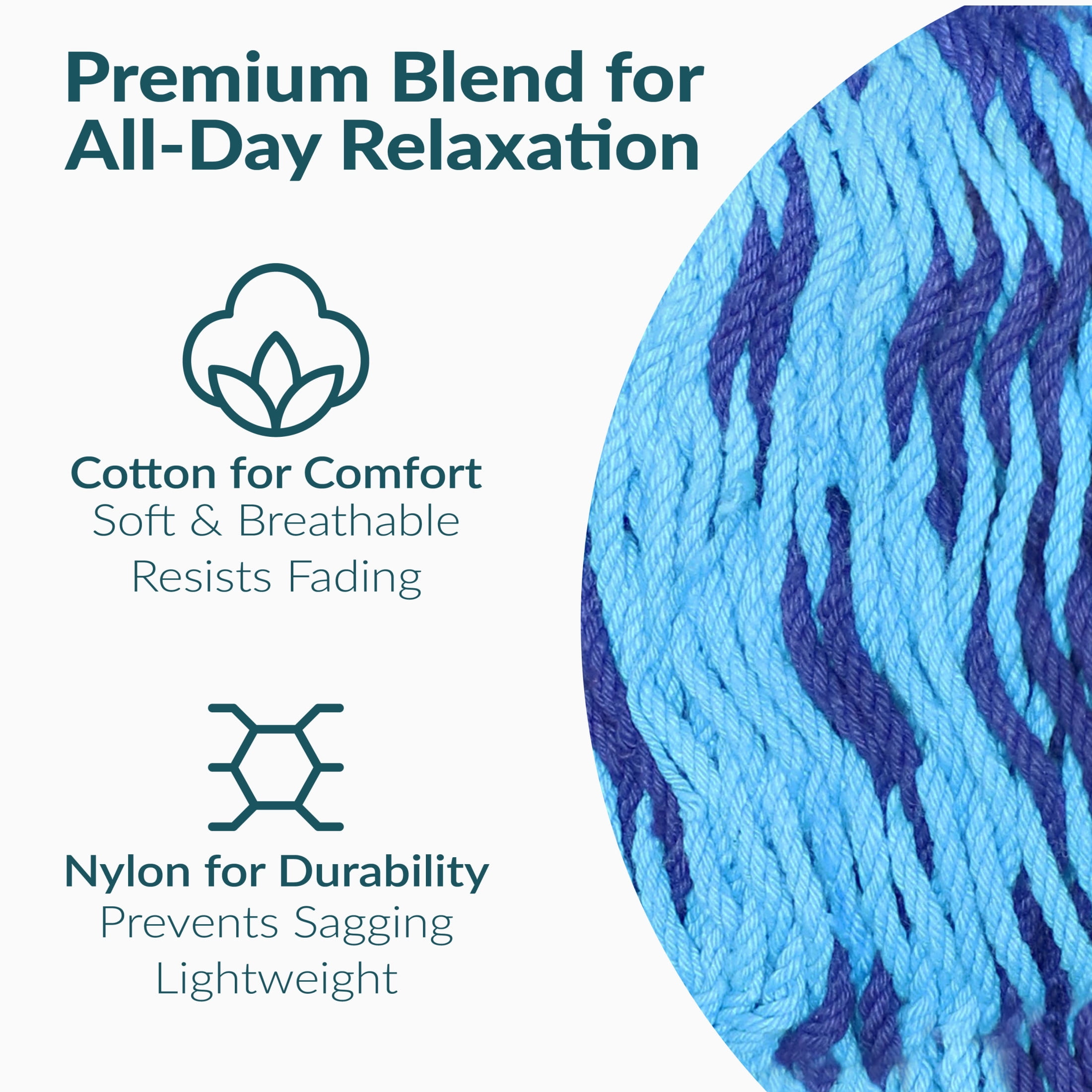 Sunnydaze 2-Person Cotton Mayan Family Hammock, 625 lb Capacity -Blue