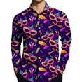 thumbnail image 5 of Fgvctg Mardi Gras Shirts for Men Carnival Party Long Sleeve V Neck Button Down Shirts Soft Mask Print Collared Blouses Oversized Business Casual Tops Yellow L, 5 of 5