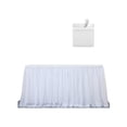 thumbnail image 3 of White Tulle Tutu Table Skirt for Baby Shower Wedding,Birthday Party, Suitable for Rectangle or Round Tablecloth - 6ft*30In, 3 of 8