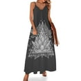 thumbnail image 2 of Grey Lotus Flower Geometric Design Sleeveless Dress dresses for woman Long dress, 2 of 6