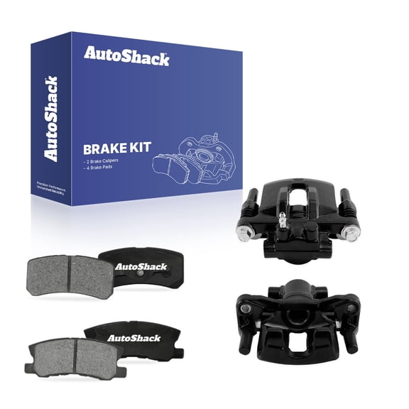 AutoShack Rear Brake Calipers Black Powder-Coated   Ceramic Brake Pads Replacement for 2013 Chrysler 200 2017 Jeep Compass 2008-2009 Dodge Caliber 2017 Jeep Patriot 2017 Mitsubishi Lancer 6-PC Kit