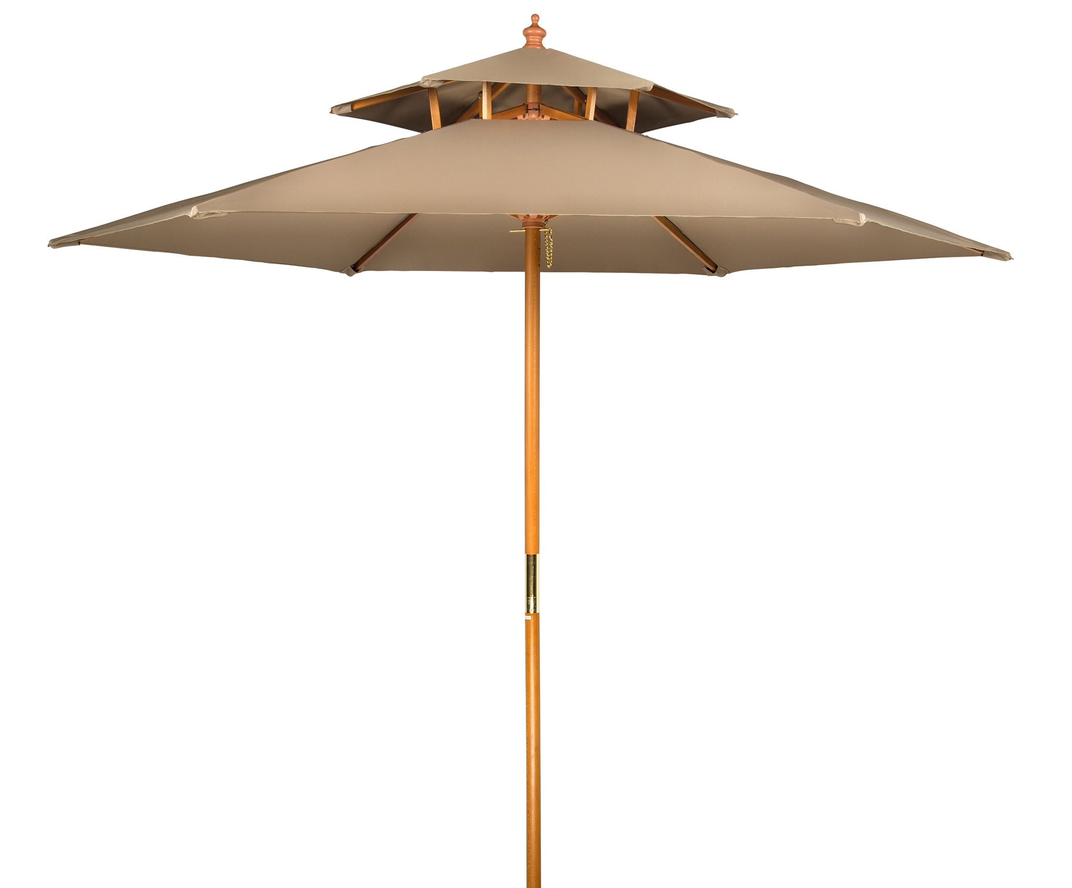 8 Wood 2 Tier Pagoda Style Patio Umbrella By Trademark Innovations Tan Walmart Com Walmart Com