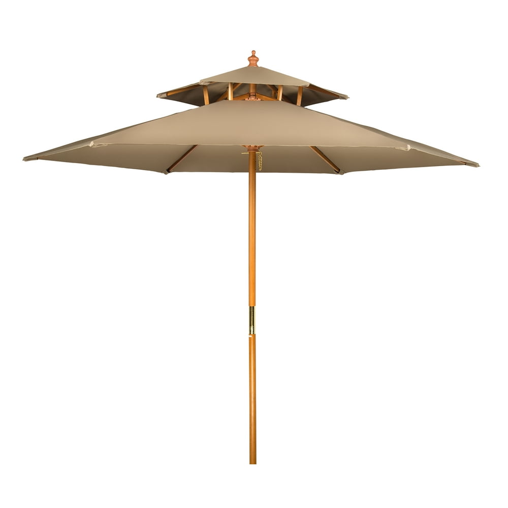 8' Wood 2 Tier Pagoda Style Patio Umbrella by Trademark Innovations