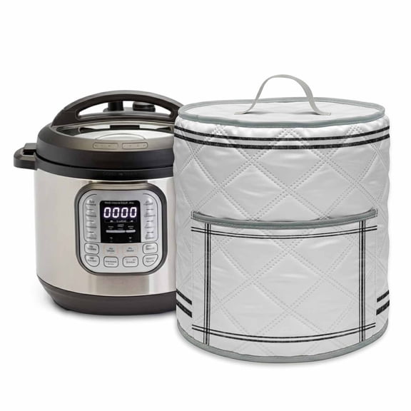 Solid Color Pressure Cooker Cover White Dust Cover for Kitchen Appliances with Top Handle & Storage Pockets, Fits 8 Quart Instant Pot, Air Fryer, Crock Pot