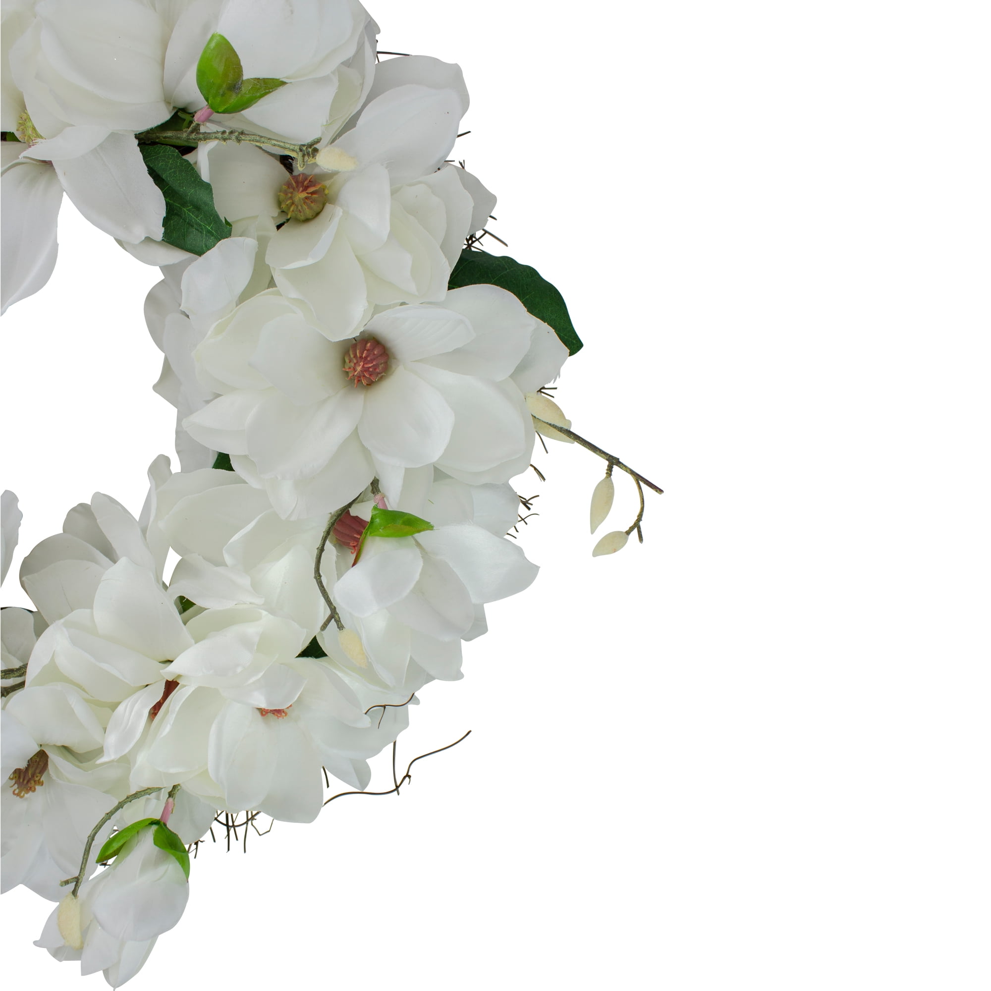 Northlight White Magnolias Spring Artificial Plant & Flower Wreath 24"